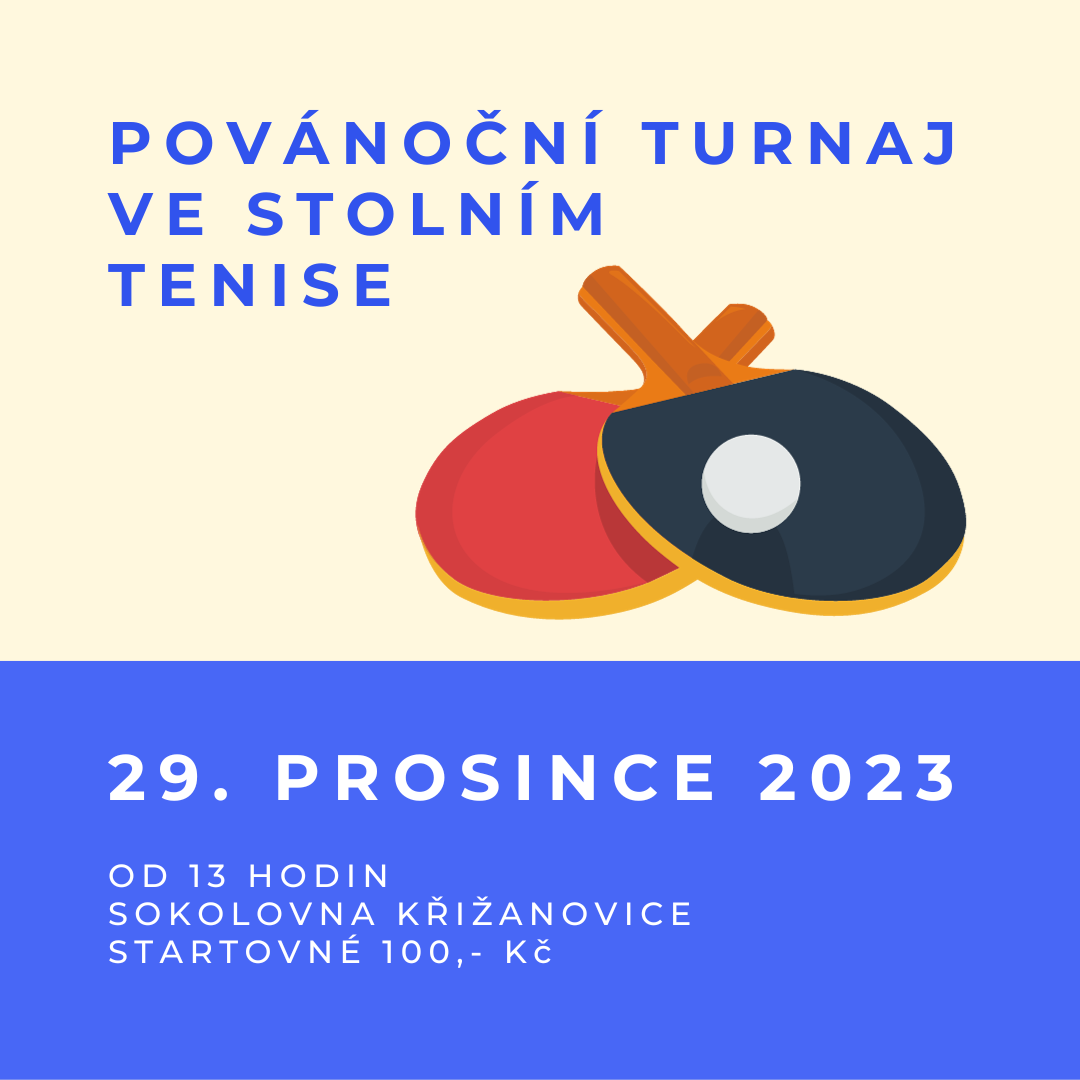 Turnaj ve stolním tenise – Sokolovna Křižanovice